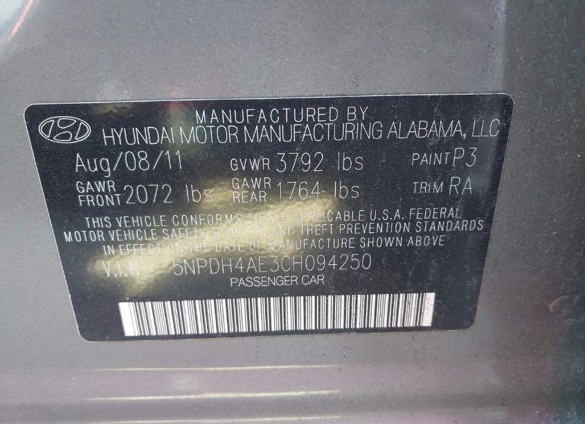 Photo 9 of 2012 Hyundai Elantra (VIN 5NPDH4AE3CH094250)