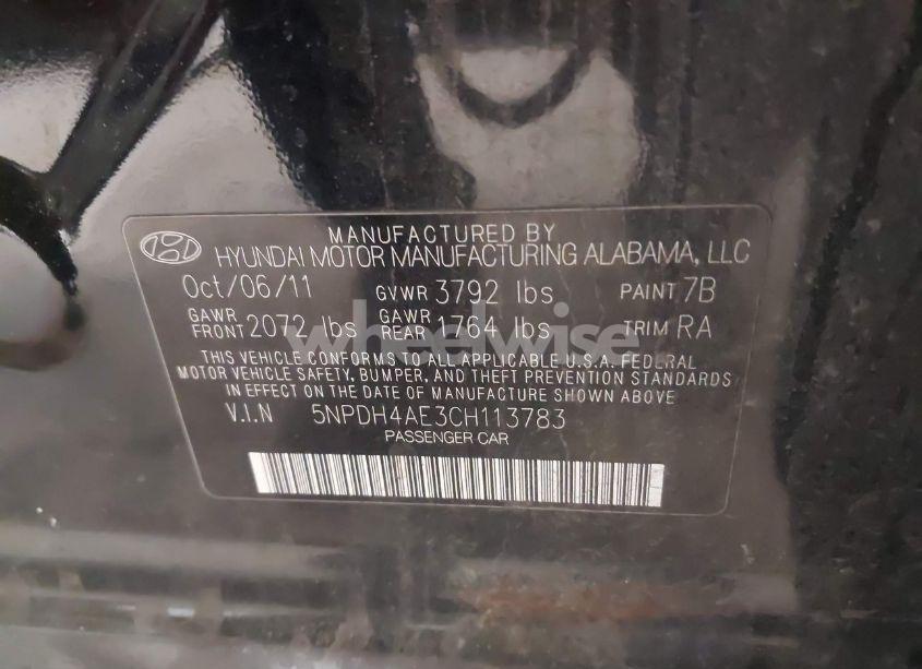 Photo 9 of 2012 Hyundai Elantra GLS (VIN 5NPDH4AE3CH113783)