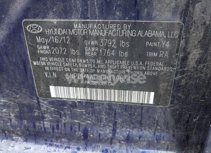 Photo 9 of 2013 Hyundai Elantra GLS (VIN 5NPDH4AE3DH179834)