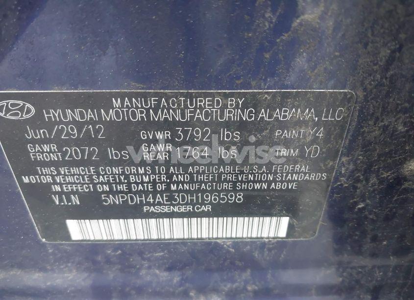 Photo 9 of 2013 Hyundai Elantra GLS (VIN 5NPDH4AE3DH196598)