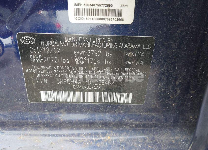 Photo 9 of 2013 Hyundai Elantra GLS (VIN 5NPDH4AE3DH238462)