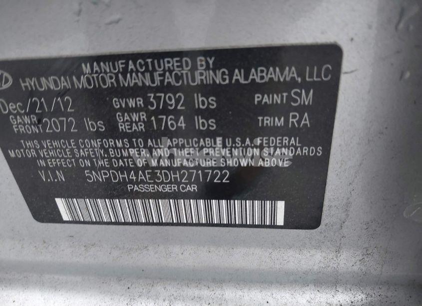 Photo 9 of 2013 Hyundai Elantra LIMITED (VIN 5NPDH4AE3DH271722)