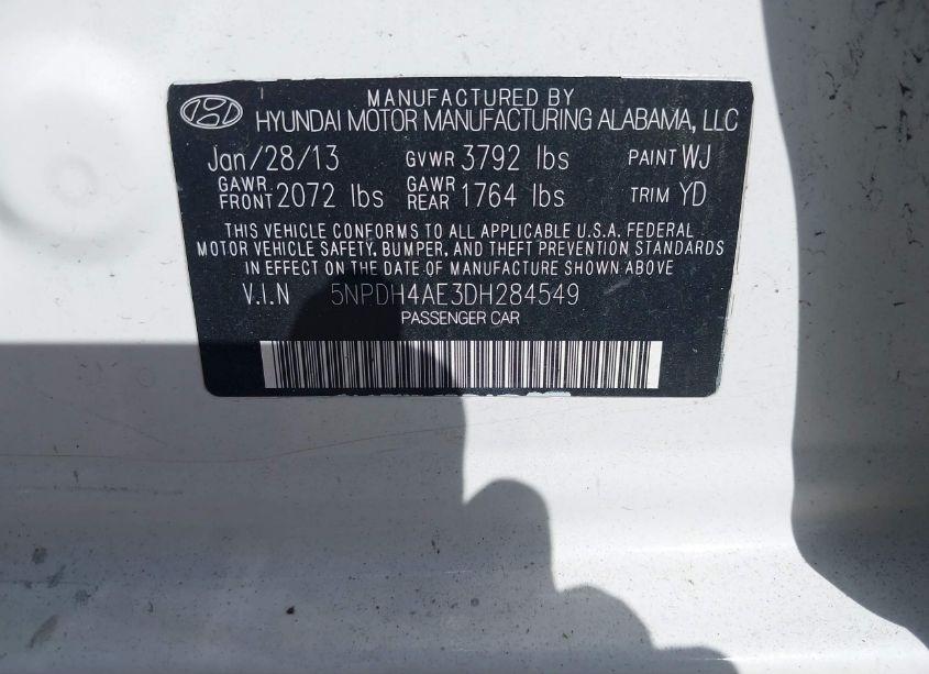 Photo 9 of 2013 Hyundai Elantra GLS (VIN 5NPDH4AE3DH284549)