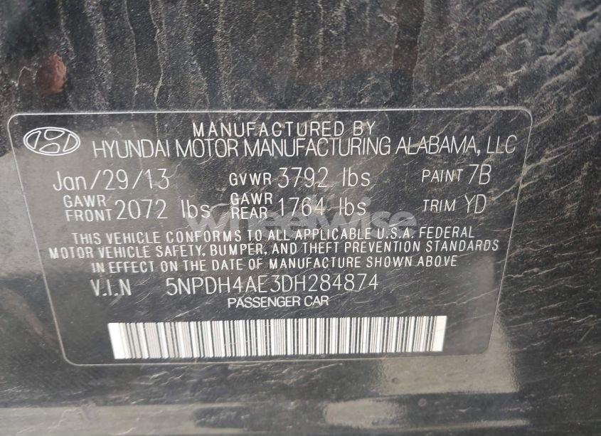 Photo 9 of 2013 Hyundai Elantra GLS (VIN 5NPDH4AE3DH284874)