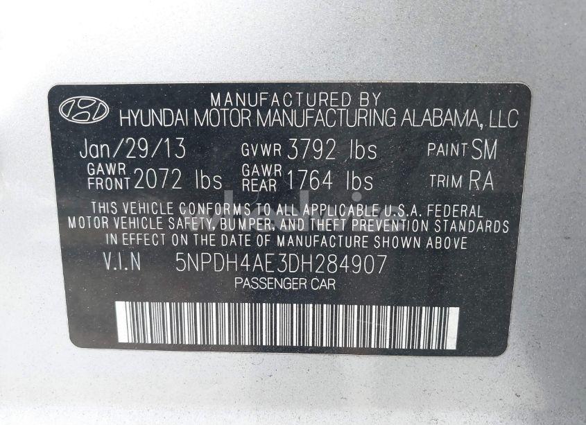 Photo 9 of 2013 Hyundai Elantra GLS (VIN 5NPDH4AE3DH284907)