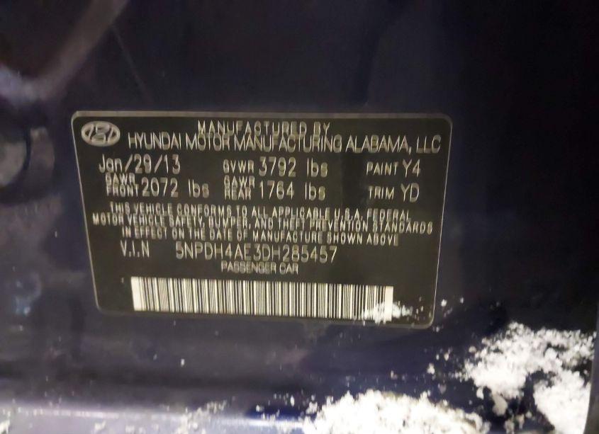 Photo 9 of 2013 Hyundai Elantra GLS (VIN 5NPDH4AE3DH285457)