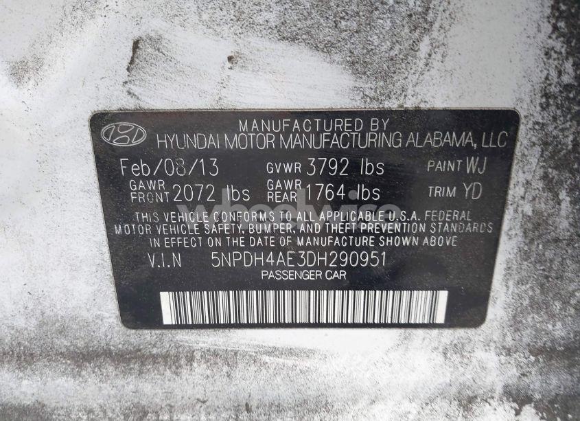 Photo 9 of 2013 Hyundai Elantra GLS (VIN 5NPDH4AE3DH290951)