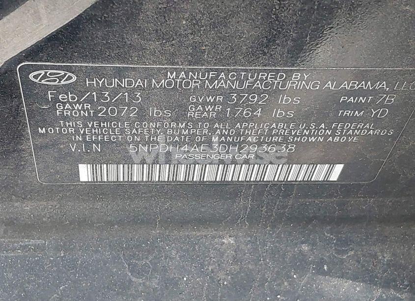 Photo 9 of 2013 Hyundai Elantra GLS (VIN 5NPDH4AE3DH293638)