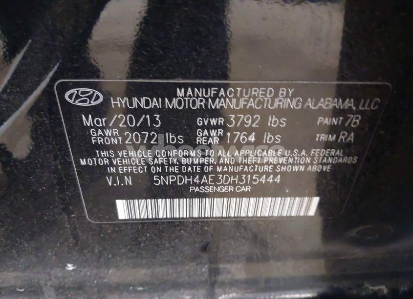 Photo 9 of 2013 Hyundai Elantra GLS (VIN 5NPDH4AE3DH315444)