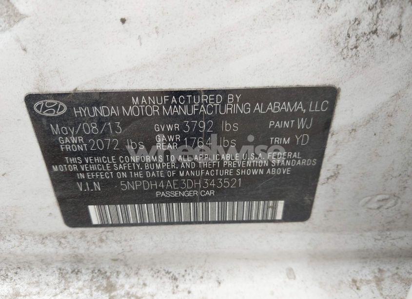 Photo 9 of 2013 Hyundai Elantra GLS (VIN 5NPDH4AE3DH343521)