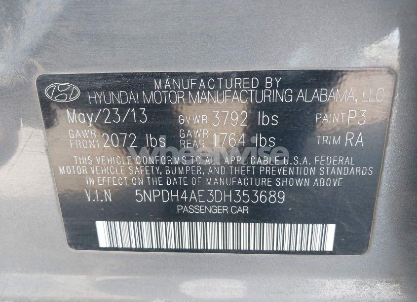 Photo 9 of 2013 Hyundai Elantra GLS (VIN 5NPDH4AE3DH353689)