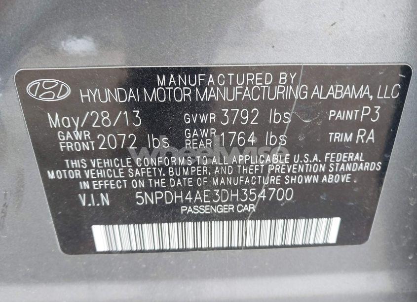 Photo 9 of 2013 Hyundai Elantra GLS (VIN 5NPDH4AE3DH354700)