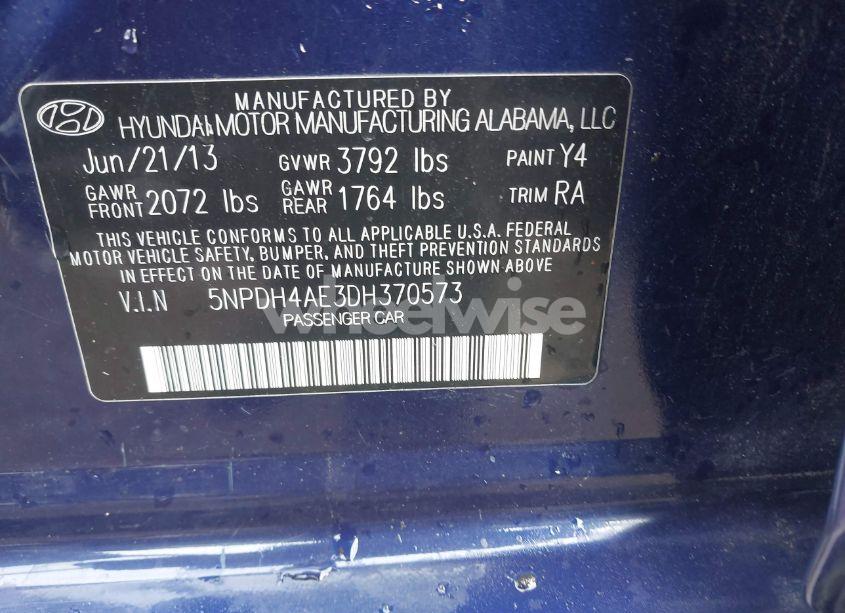 Photo 9 of 2013 Hyundai Elantra (VIN 5NPDH4AE3DH370573)