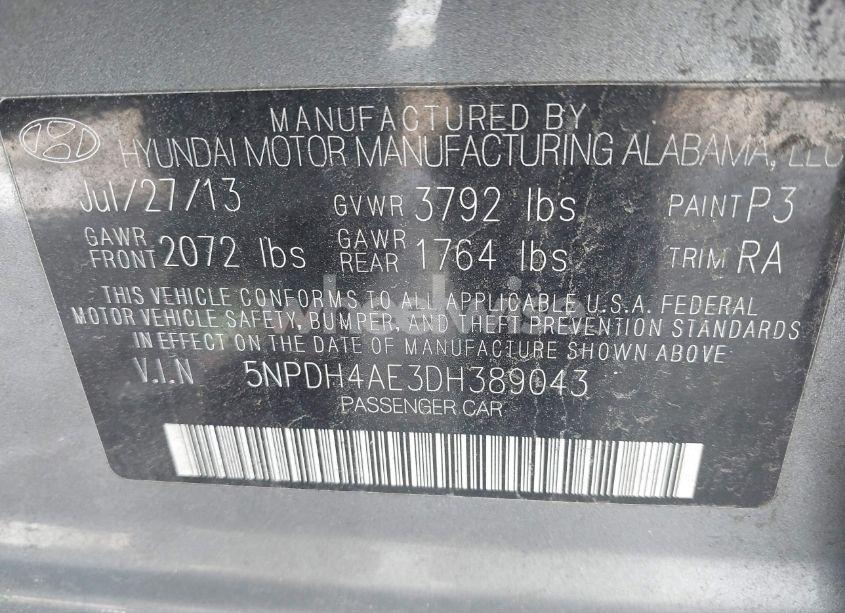 Photo 9 of 2013 Hyundai Elantra GLS (VIN 5NPDH4AE3DH389043)