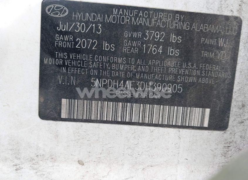 Photo 9 of 2013 Hyundai Elantra GLS (VIN 5NPDH4AE3DH390905)