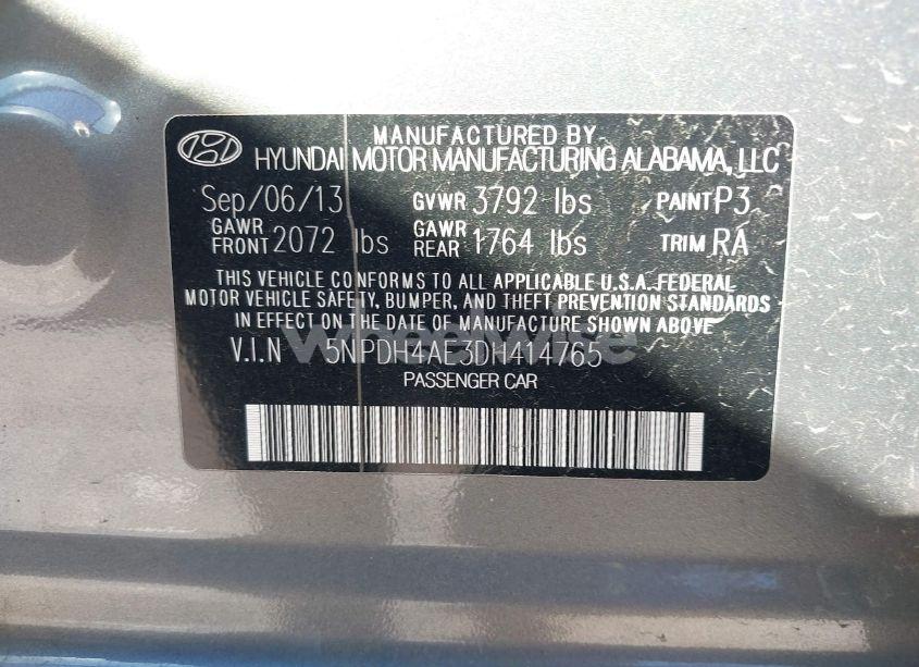 Photo 9 of 2013 Hyundai Elantra GLS (VIN 5NPDH4AE3DH414765)