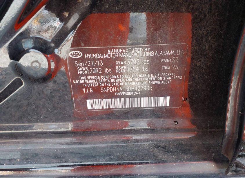 Photo 9 of 2013 Hyundai Elantra GLS (VIN 5NPDH4AE3DH427905)