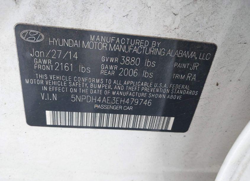 Photo 9 of 2014 Hyundai Elantra SE (VIN 5NPDH4AE3EH479746)