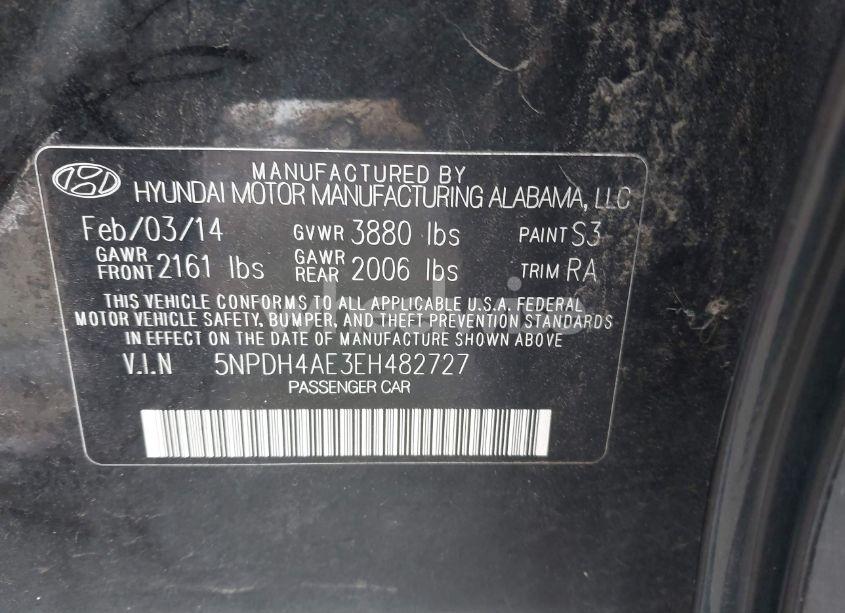 Photo 9 of 2014 Hyundai Elantra SE (VIN 5NPDH4AE3EH482727)