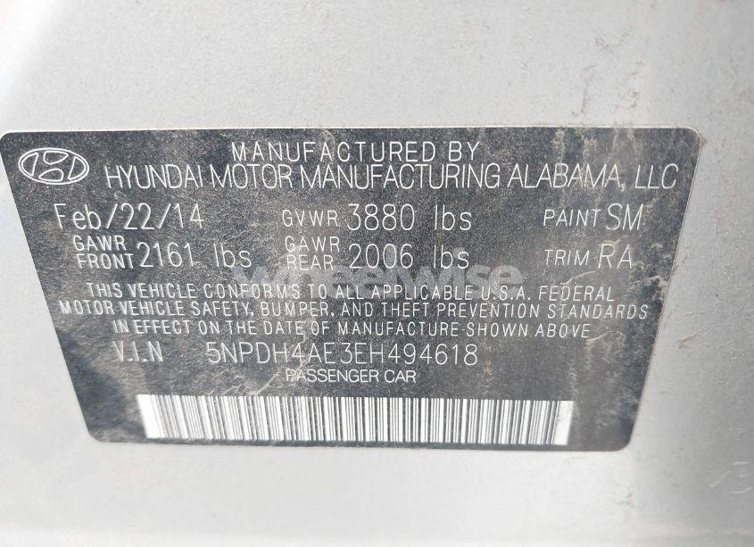 Photo 9 of 2014 Hyundai Elantra SE (VIN 5NPDH4AE3EH494618)