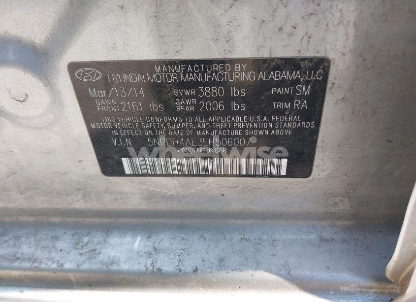 Photo 9 of 2014 Hyundai Elantra SE (VIN 5NPDH4AE3EH506007)