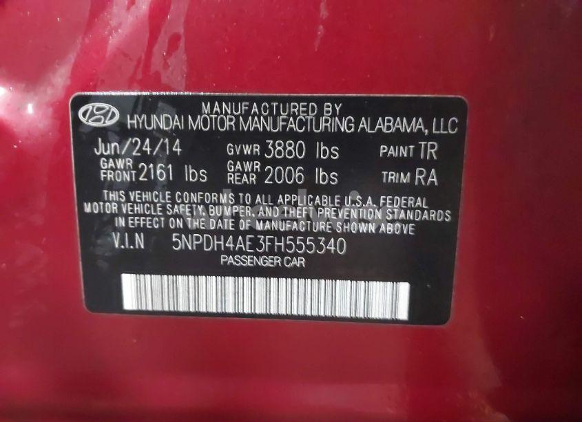 Photo 9 of 2015 Hyundai Elantra SE (VIN 5NPDH4AE3FH555340)