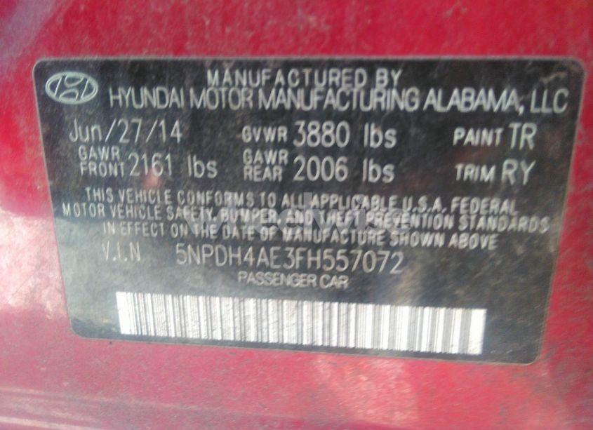 Photo 9 of 2015 Hyundai Elantra SE (VIN 5NPDH4AE3FH557072)