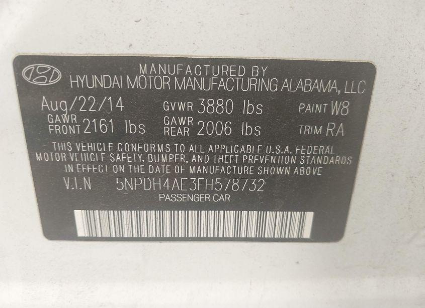 Photo 9 of 2015 Hyundai Elantra SE (VIN 5NPDH4AE3FH578732)