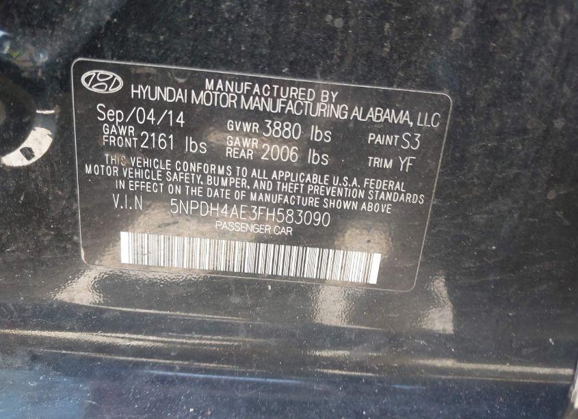 Photo 9 of 2015 Hyundai Elantra SE (VIN 5NPDH4AE3FH583090)