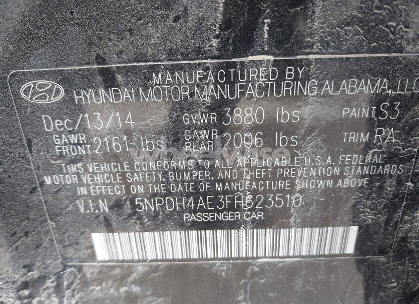 Photo 9 of 2015 Hyundai Elantra SE (VIN 5NPDH4AE3FH623510)