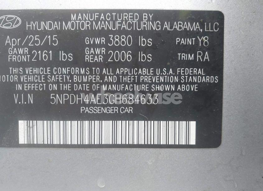 Photo 9 of 2016 Hyundai Elantra SE (VIN 5NPDH4AE3GH684633)