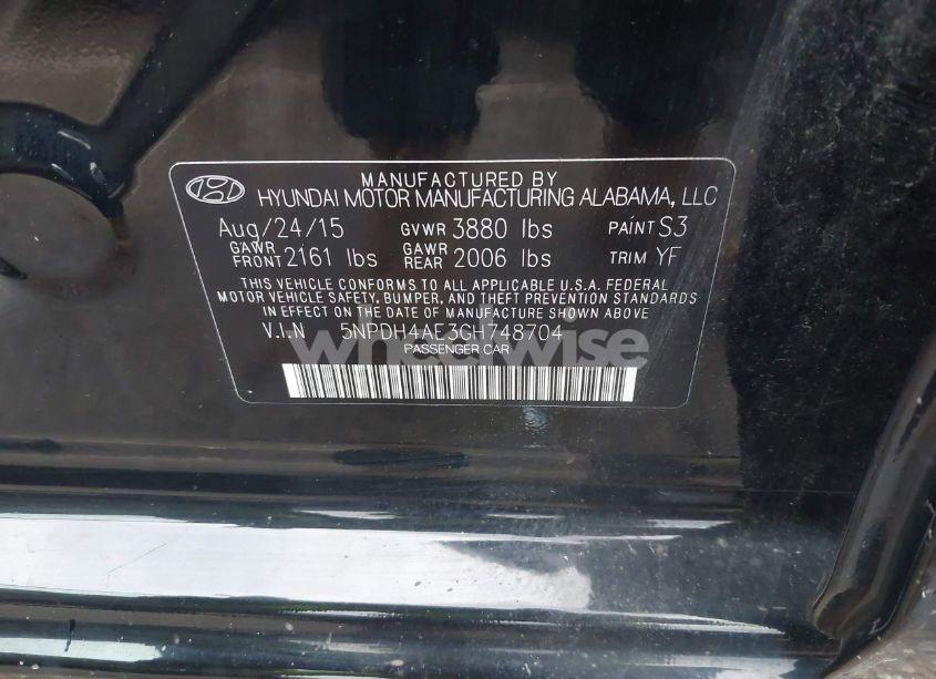 Photo 9 of 2016 Hyundai Elantra SE (VIN 5NPDH4AE3GH748704)