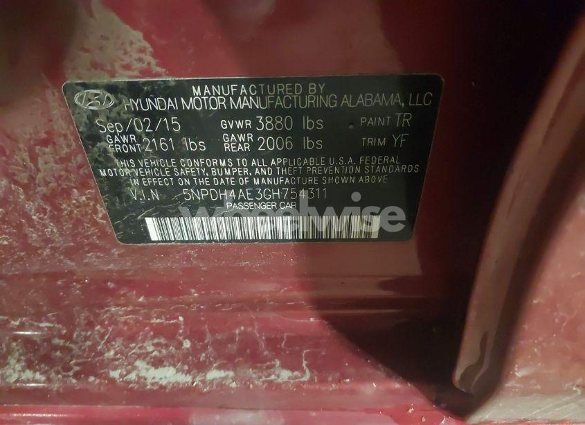 Photo 9 of 2016 Hyundai Elantra SE (VIN 5NPDH4AE3GH754311)