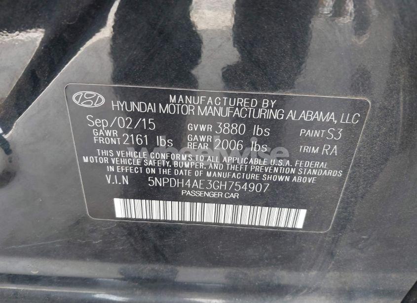 Photo 9 of 2016 Hyundai Elantra SE (VIN 5NPDH4AE3GH754907)