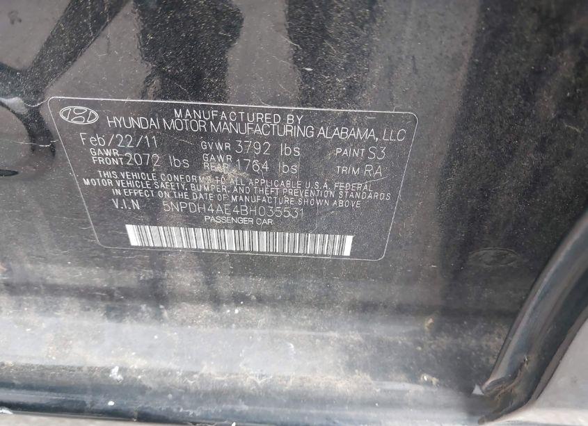 Photo 9 of 2011 Hyundai Elantra GLS (VIN 5NPDH4AE4BH035531)