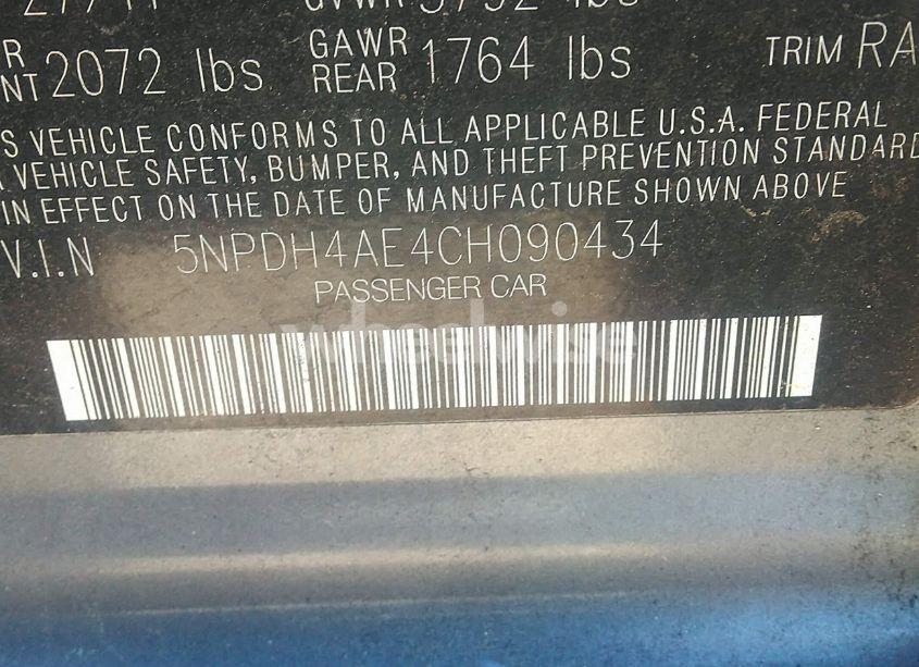 Photo 9 of 2012 Hyundai Elantra LIMITED (VIN 5NPDH4AE4CH090434)