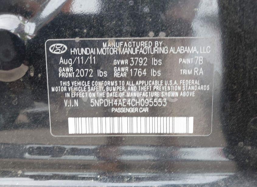 Photo 9 of 2012 Hyundai Elantra GLS (VIN 5NPDH4AE4CH095553)