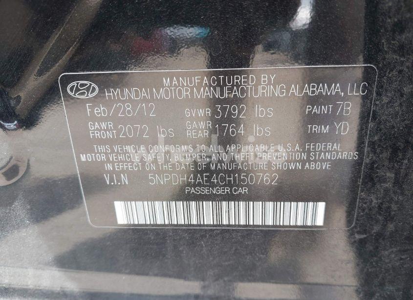 Photo 9 of 2012 Hyundai Elantra GLS (VIN 5NPDH4AE4CH150762)