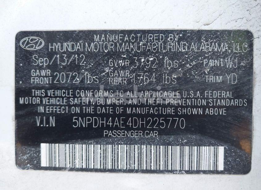 Photo 9 of 2013 Hyundai Elantra GLS (VIN 5NPDH4AE4DH225770)