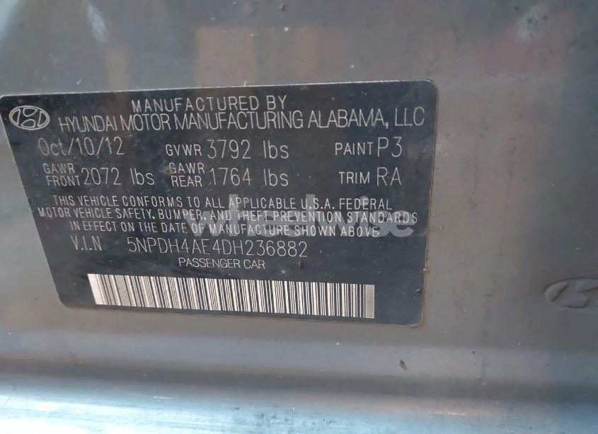 Photo 9 of 2013 Hyundai Elantra GLS (VIN 5NPDH4AE4DH236882)