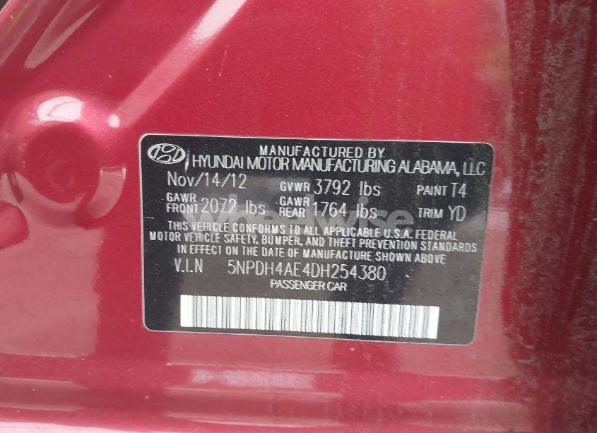 Photo 9 of 2013 Hyundai Elantra GLS (VIN 5NPDH4AE4DH254380)