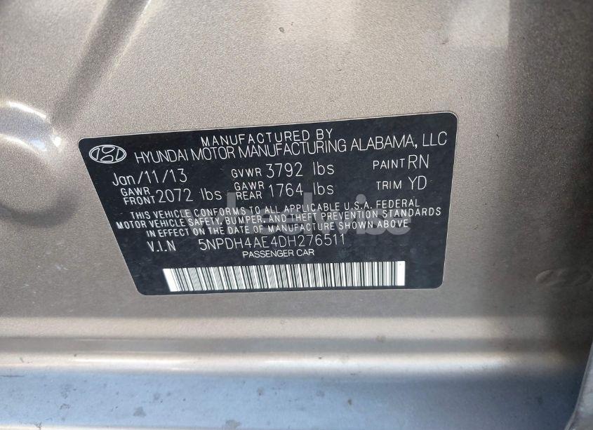 Photo 9 of 2013 Hyundai Elantra GLS (VIN 5NPDH4AE4DH276511)