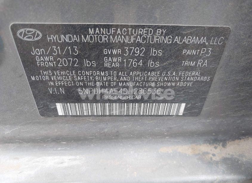 Photo 9 of 2013 Hyundai Elantra GLS (VIN 5NPDH4AE4DH286536)