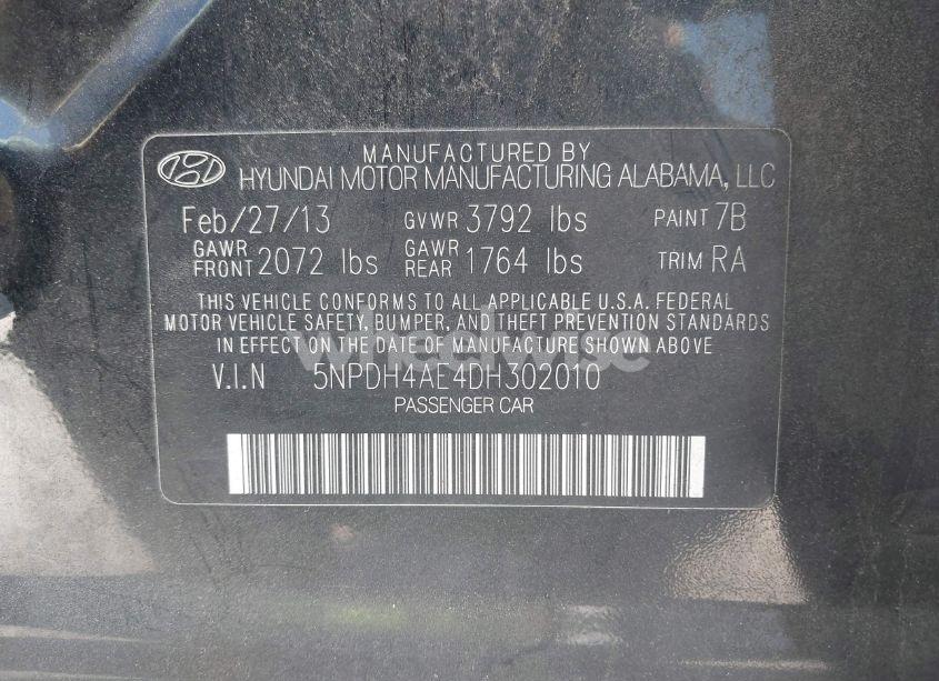 Photo 9 of 2013 Hyundai Elantra GLS (VIN 5NPDH4AE4DH302010)