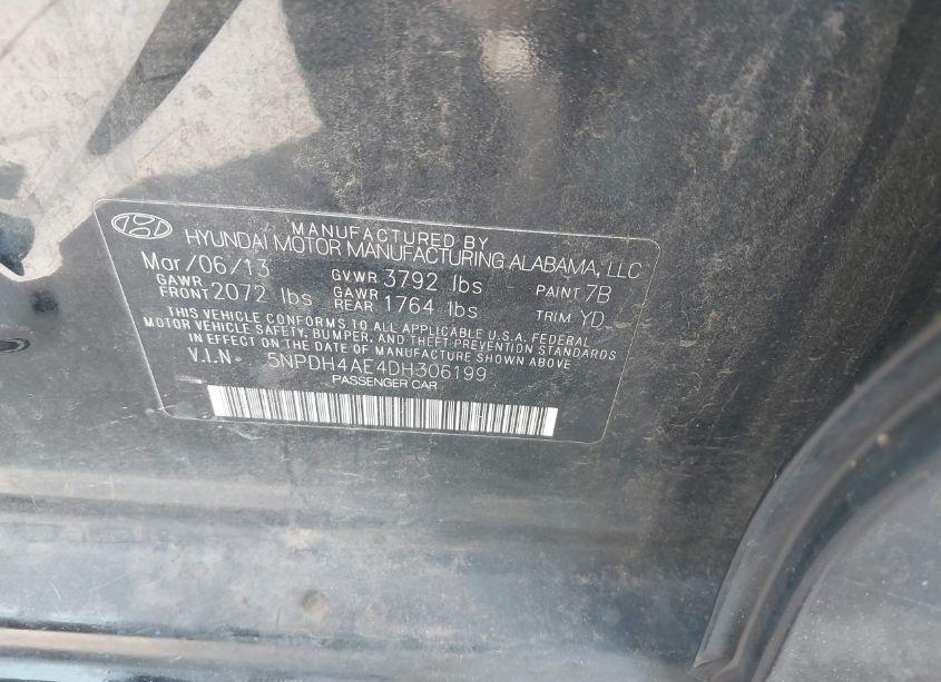 Photo 9 of 2013 Hyundai Elantra GLS (VIN 5NPDH4AE4DH306199)