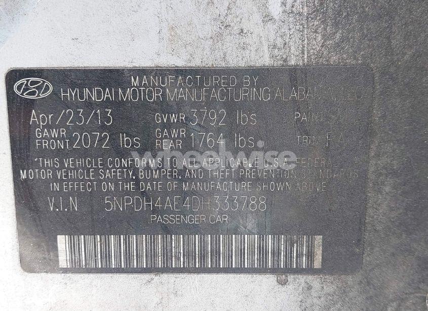 Photo 9 of 2013 Hyundai Elantra GLS (VIN 5NPDH4AE4DH333788)