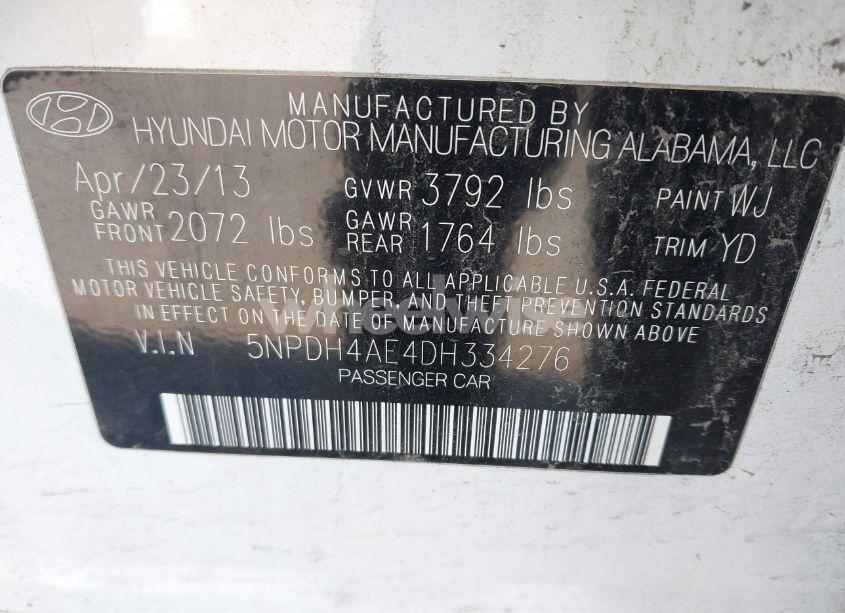Photo 9 of 2013 Hyundai Elantra LIMITED (VIN 5NPDH4AE4DH334276)