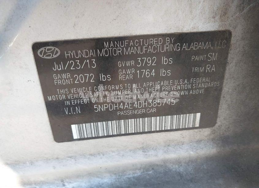 Photo 9 of 2013 Hyundai Elantra GLS (VIN 5NPDH4AE4DH385745)