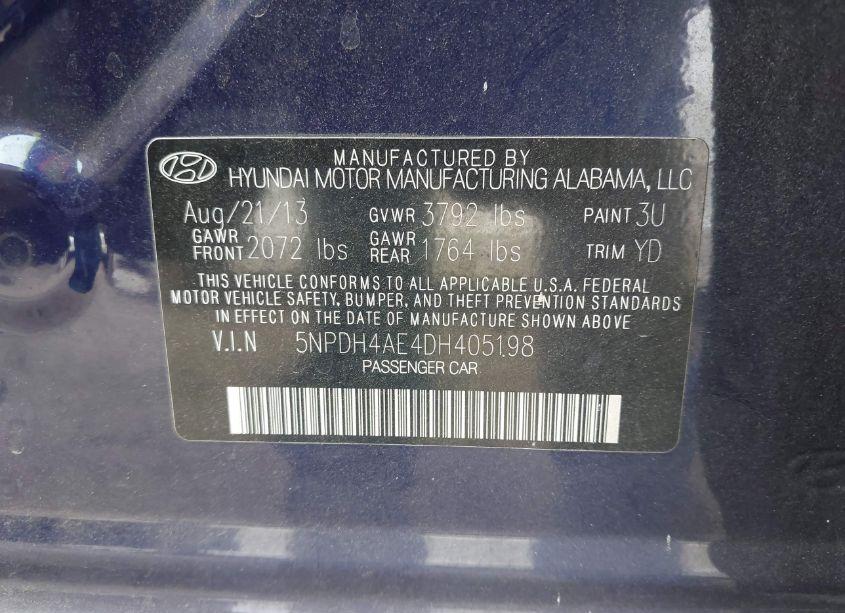 Photo 9 of 2013 Hyundai Elantra GLS (VIN 5NPDH4AE4DH405198)