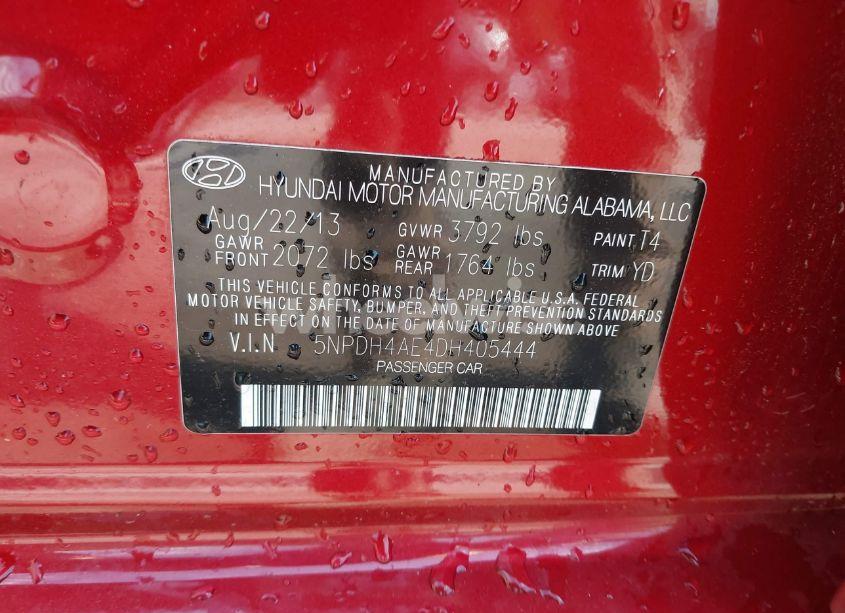 Photo 9 of 2013 Hyundai Elantra GLS (VIN 5NPDH4AE4DH405444)